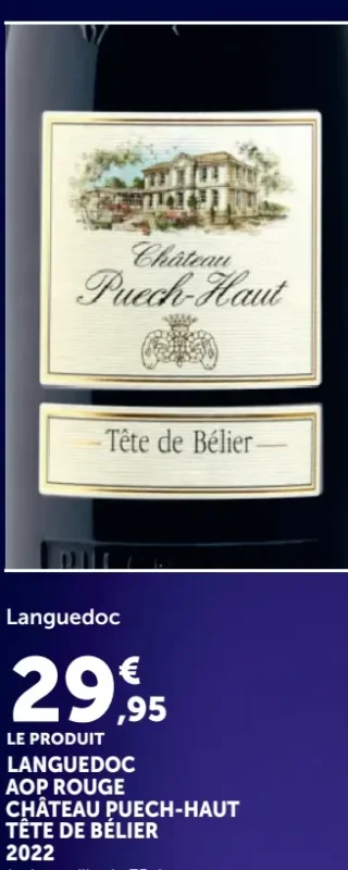 CHÂTEAU PUECH-HAUT TÊTE DE BÉLIER LANGUEDOC AOP ROUGE 2022