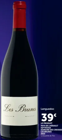 Vin Rouge IGP Pays de l'Hérault Domaine des Creisses Les Brunes 2023