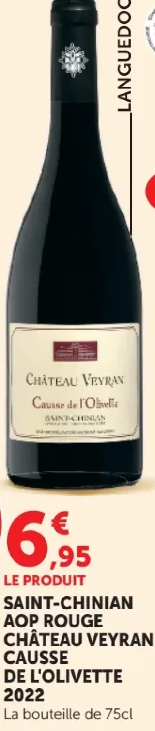 Vin rouge AOP Saint-Chinian Château Veyran Causse de l'Olivette