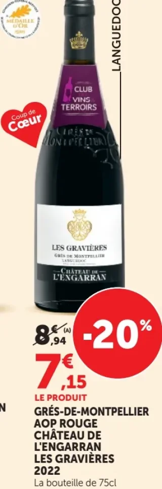 Vin rouge AOP Grés-de-Montpellier Château de l'Engarran Les Gravières