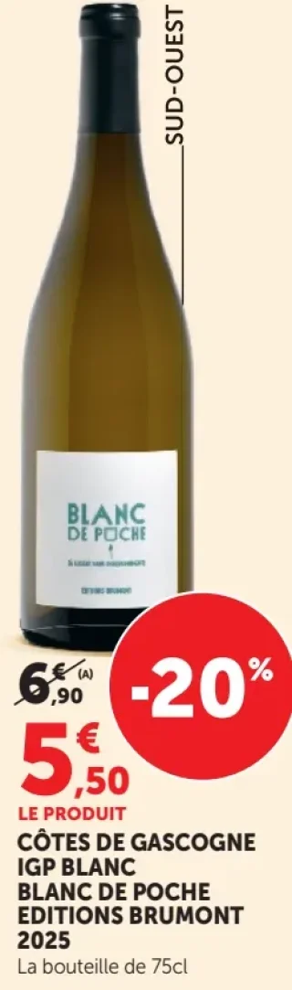 Côtes de Gascogne IGP Blanc Blanc de Poche Editions Brumont