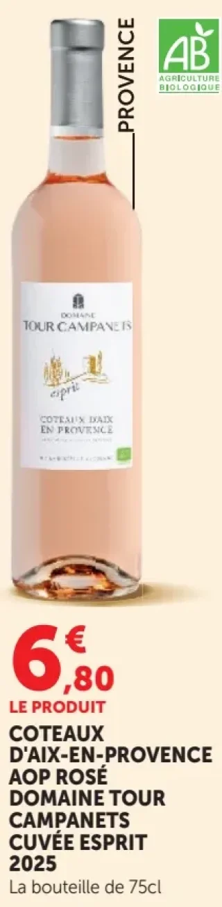COTEAUX D'AIX-EN-PROVENCE AOP ROSÉ DOMAINE TOUR CAMPANETS CUVÉE ESPRIT 2025