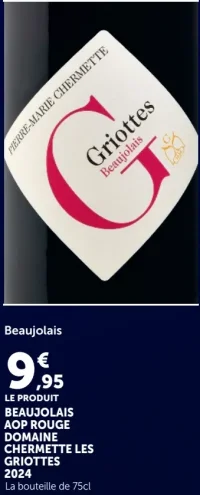 Vin rouge Beaujolais AOP Rouge Domaine Chermette Les Griottes 2024