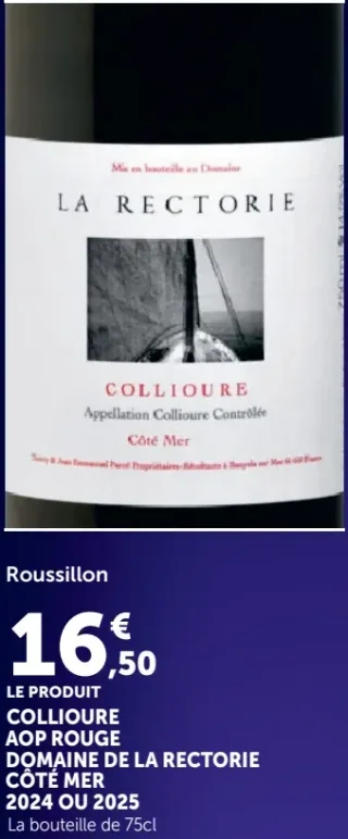 Domaine de la Rectorie Côté Mer 2024 ou 2025 Collioure AOP Rouge