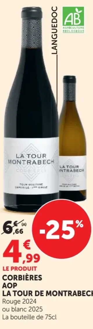 La Tour de Montrabech Corbières AOP Rouge 2024 ou Blanc 2025