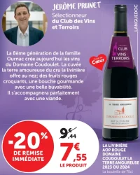 Domaine Coudoulet La Terre Amoureuse AOP Rouge La Livinière 2023 ou 2024