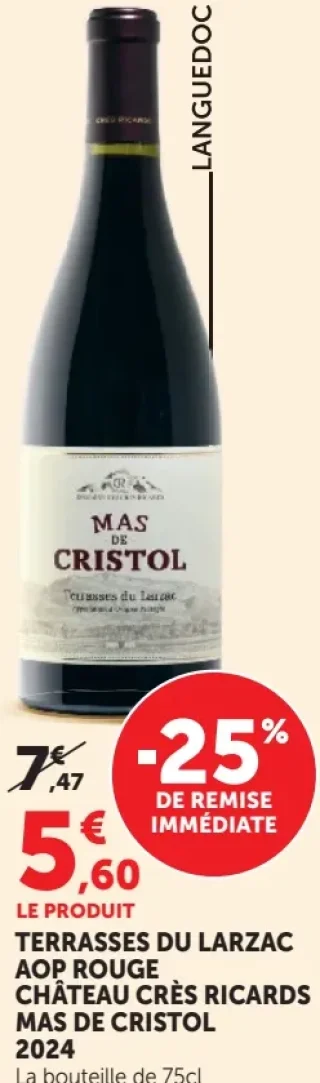 Terrasses du Larzac AOP Rouge Ch teau Cr s Ricards Mas de Cristol 2024