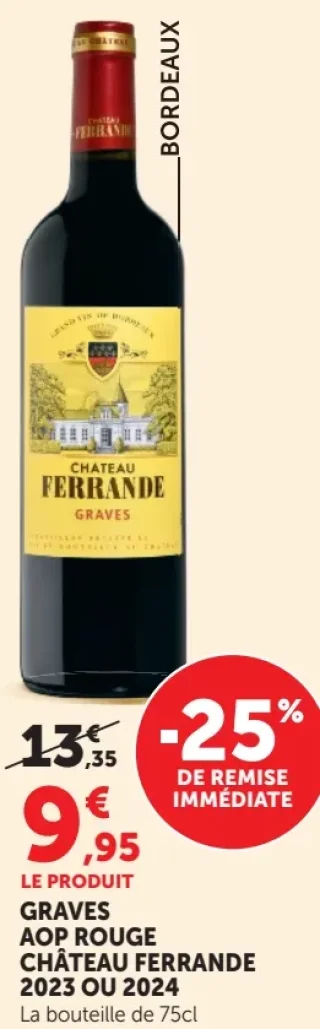Graves AOP Rouge Château Ferrande 2018 ou 2019