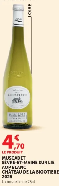 MUSCADET SÈVRE-ET-MAINE SUR LIE AOP BLANC CHÂTEAU DE LA BIGOTIERE 2025