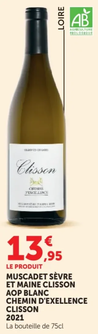 MUSCADET SÈVRE ET MAINE CLISSON AOP BLANC CHEMIN D'EXCELLENCE CLISSON 2021