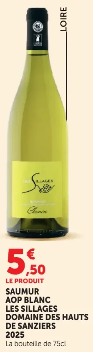 Saumur AOP Blanc Les Sillages Domaine des Hauts de Sanziers 2025