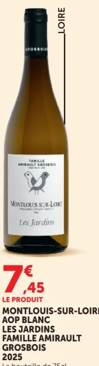 MONTLOUIS-SUR-LOIRE AOP BLANC LES JARDINS FAMILLE AMIRAULT GROSBOIS 2025