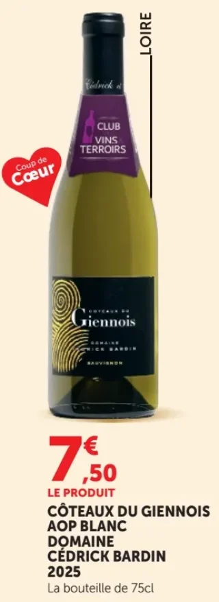 Côteaux du Giennois AOP Blanc Domaine Cédrick Bardin 2025