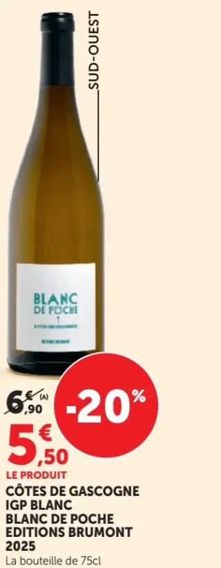 CÔTES DE GASCOGNE IGP BLANC BLANC DE POCHE EDITIONS BRUMONT 2025