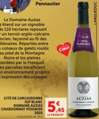 Domaine Auzias Cité de Carcassonne IGP Blanc Chardonnay Viognier 2025