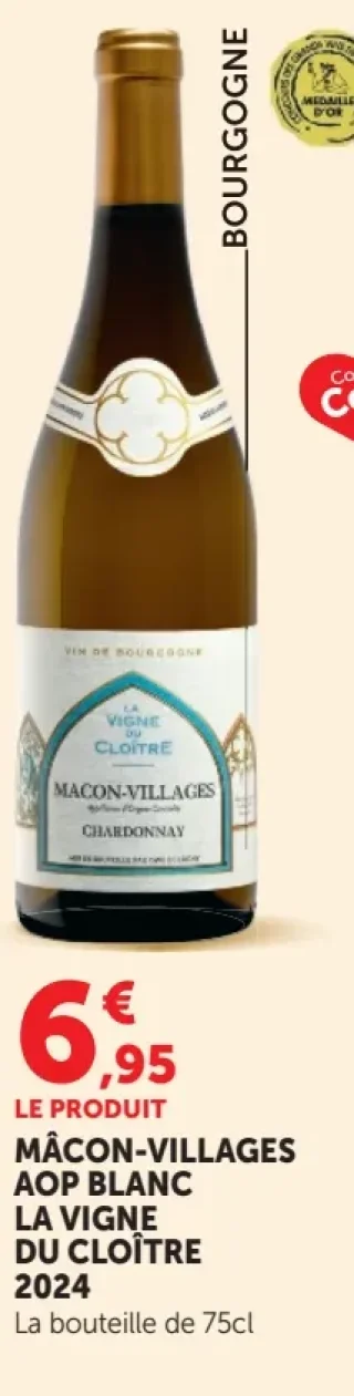 MÂCON-VILLAGES AOP BLANC LA VIGNE DU CLOÎTRE 2024