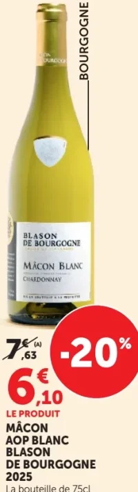 MÂCON BLANC AOP BLANC BLASON DE BOURGOGNE 2025