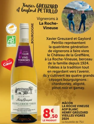 MÂCON LA ROCHE VINEUSE AOP BLANC HENRY GREUZARD VIEILLES VIGNES 2024