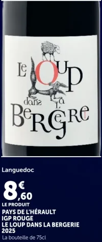 Pays de l'Hérault IGP Rouge Le Loup dans la Bergerie 2025