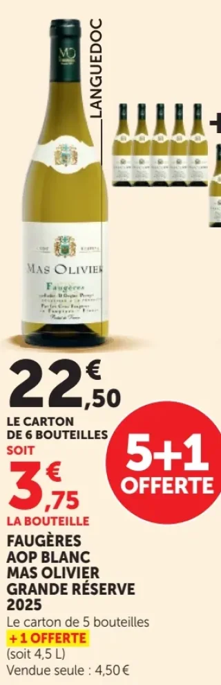 Vin blanc Faugères AOP Blanc Mas Olivier Grande Réserve 2025