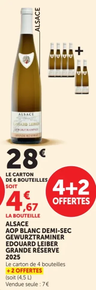 Vin blanc Alsace AOP Blanc Demi-Sec Gewurztraminer Edouard Leiber Grande Réserve 2025