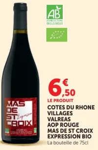 COTES DU RHONE VILLAGES VALREAS AOP ROUGE MAS DE ST CROIX EXPRESSION BIO