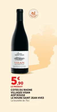 COTES DU RHONE VILLAGES VISAN AOP ROUGE LE ROURE SAINT JEAN HVE3