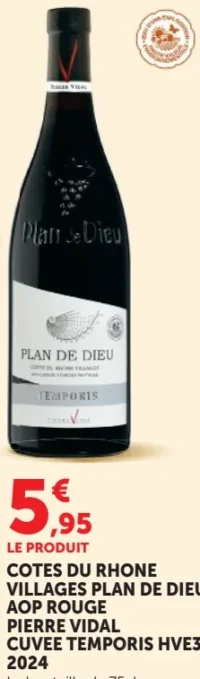COTES DU RHONE VILLAGES PLAN DE DIEU AOP ROUGE PIERRE VIDAL CUVEE TEMPORIS HVE3 2024