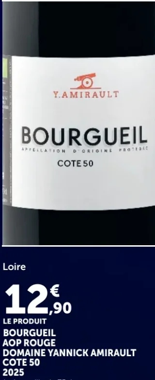 Vin rouge Loire Bourgueil AOP Yannick Amirault Cote 50 2025