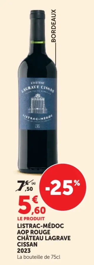 Vin rouge Listrac-Médoc AOP Château Lagrave Cissan 2023