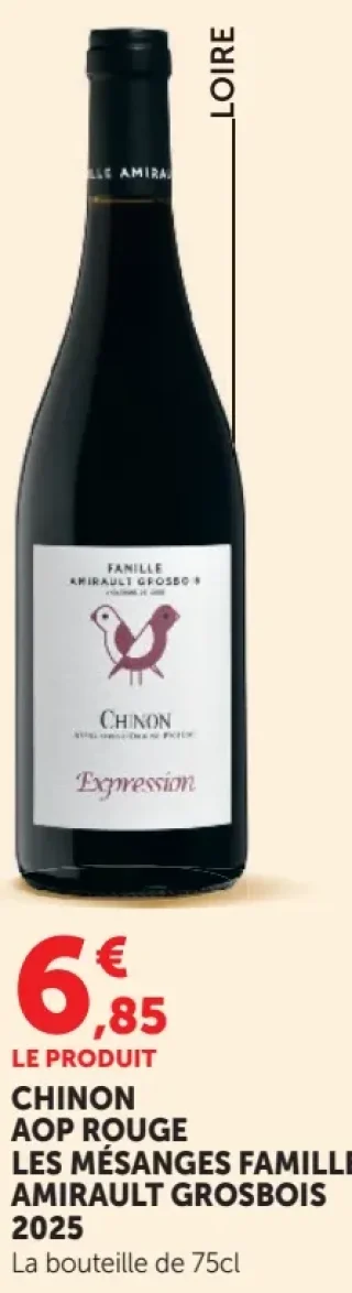 Vin rouge CHINON AOP ROUGE LES MÉSANGES FAMILLE AMIRAULT GROSBOIS 2025