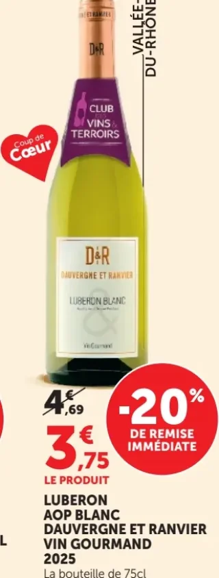 LUBERON AOP BLANC DAUVERGNE ET RANVIER VIN GOURMAND 2023