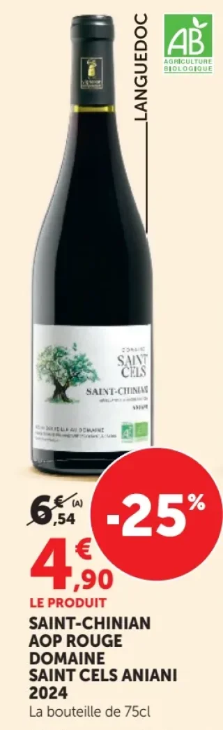 Vin rouge Saint-Chinian AOP Domaine Saint Cels Aniani