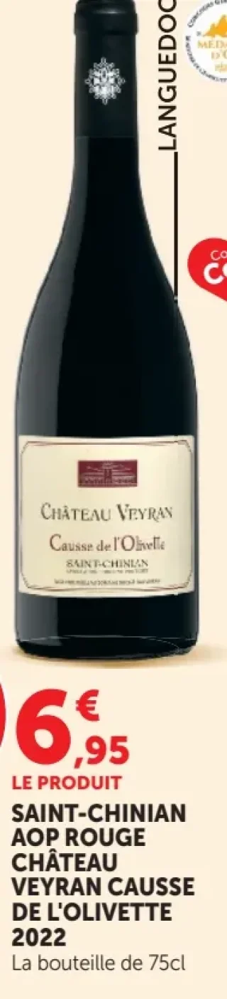 Vin rouge Saint-Chinian AOP Château Veyran Causse de l'Olivette