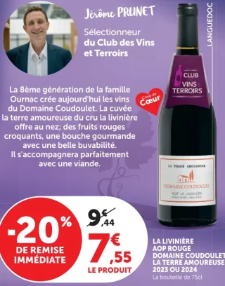 Vin rouge La Livinière AOP Domaine Coudoulet La Terre Amoureuse
