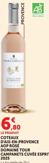 DOMAINE TOUR CAMPANETS Cuvée Esprit Coteaux d'Aix-en-Provence AOP Rosé 2025