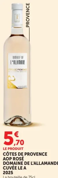 Domaine de L'Allamande Cuvée Le A Côtes de Provence AOP Rosé 2025