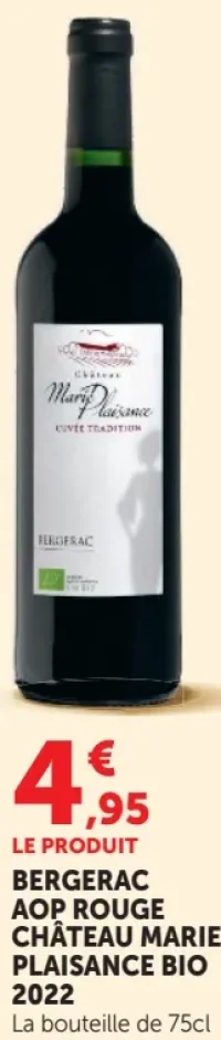 BERGERAC AOP ROUGE CHÂTEAU MARIE PLAISANCE BIO 2022
