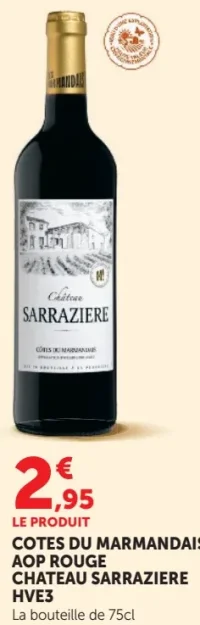 COTES DU MARMANDAIS AOP ROUGE CHATEAU SARRAZIERE HVE3