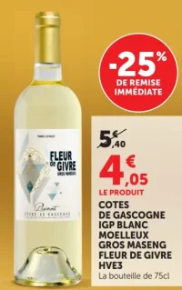 COTES DE GASCOGNE IGP BLANC MOELLEUX GROS MASENG FLEUR DE GIVRE HVE3