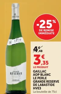 GAILLAC AOP BLANC LE PERLE GRANDE RESERVE DE LABASTIDE HVE3