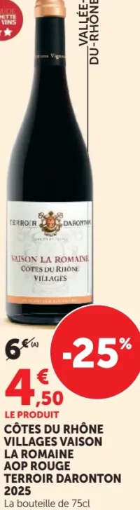 Côtes du Rhône Villages Vaison La Romaine AOP Rouge Terroir Daronton 2025
