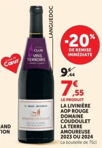 La Livinière AOP Rouge Domaine Coudoulet La Terre Amoureuse 2023 ou 2024