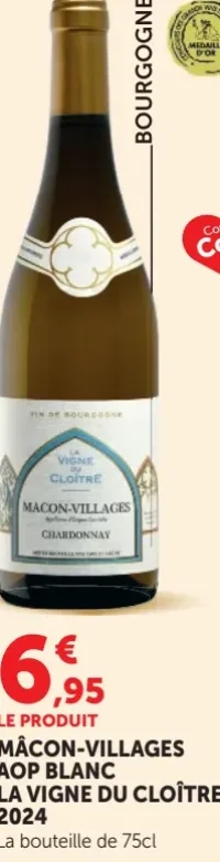 MÂCON-VILLAGES AOP BLANC LA VIGNE DU CLOÎTRE 2024