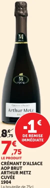 CRÉMANT D'ALSACE AOP BRUT ARTHUR METZ CUVÉE 1904