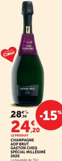 CHAMPAGNE AOP BRUT GASTON CHEQ SPÉCIAL MILLÉSIMÉ 2020