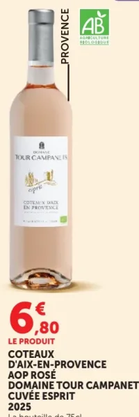 COTEAUX D'AIX-EN-PROVENCE AOP ROSÉ DOMAINE TOUR CAMPANETS CUVÉE ESPRIT 2025