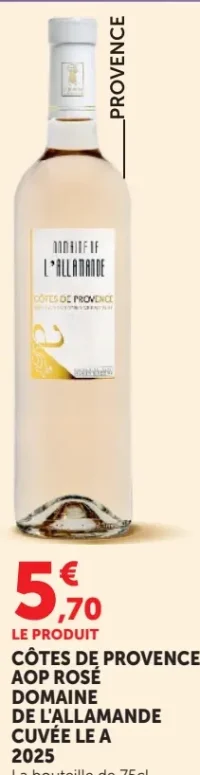 Côtes de Provence AOP Rosé Domaine de l'Allamande Cuvée Le A 2025