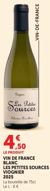 VIN DE FRANCE BLANC LES PETITES SOURCES VIOGNIER 2025