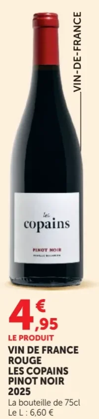 VIN DE FRANCE ROUGE LES COPAINS PINOT NOIR 2025